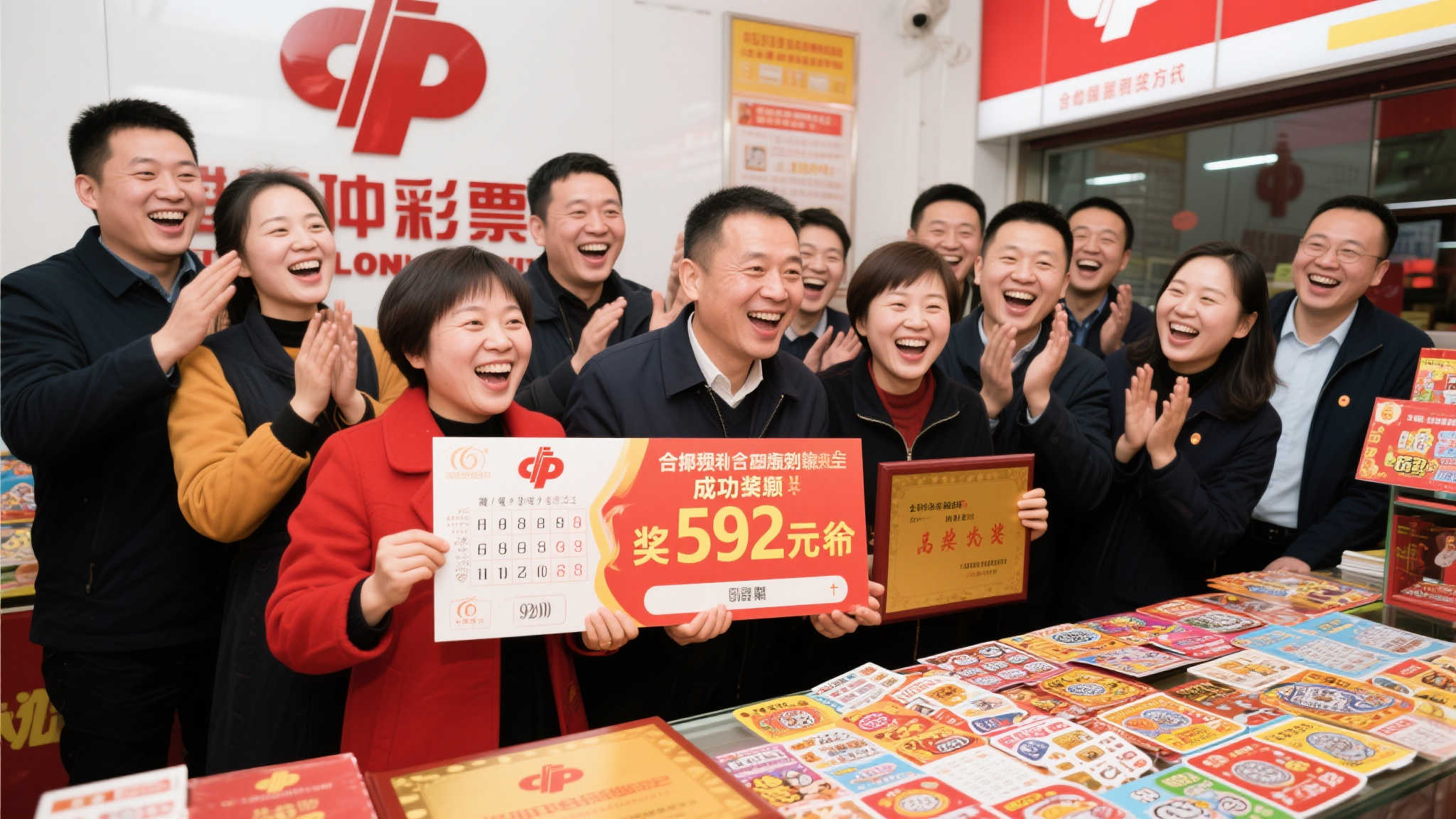 多人联手自选号码喜中福彩592万，刮刮乐助兴共分奖金